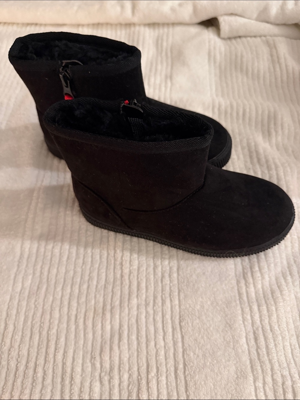 Cat & Jack Kids Black Faux Suede Booties with Side Zip